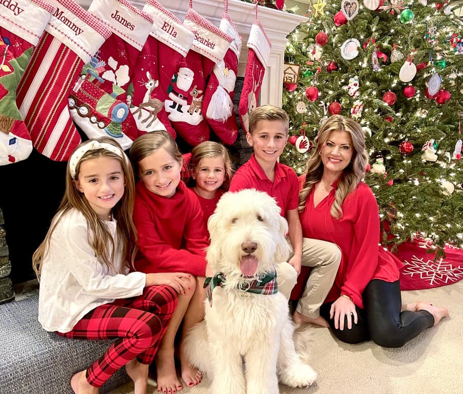 Kids playing with puppy
