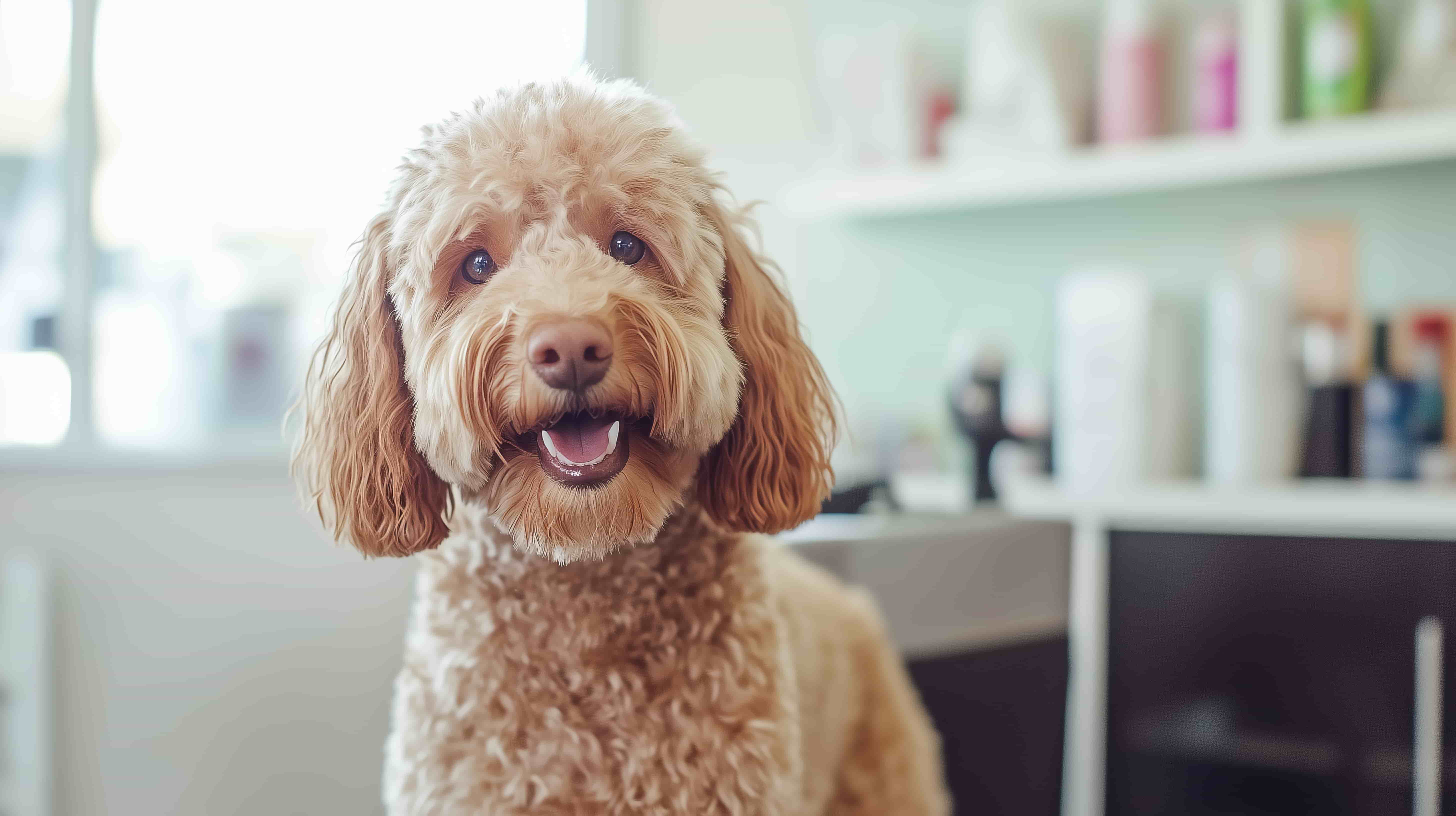 A Labradoodle at the groomer